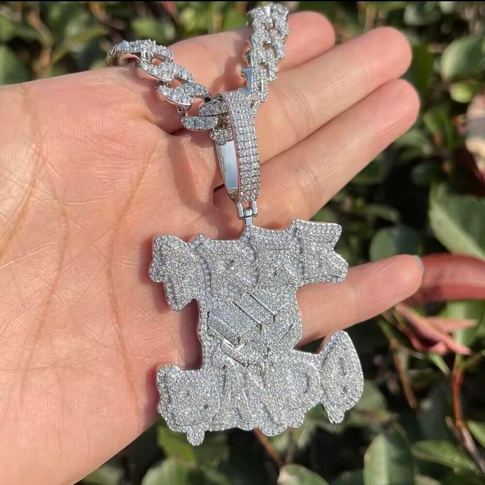 Iced Out Free Bands Pendant with 20inch Cuban link chain